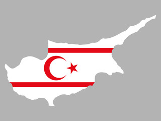 Turkish Republic Of Northern Cyprus map flag vector