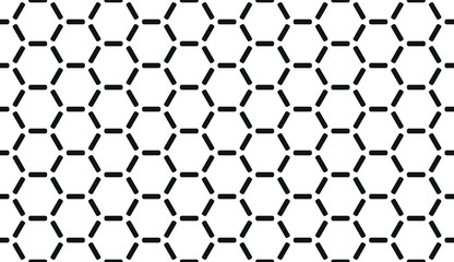 Seamless black and white hexagons with rounded ticks hi-tech pattern vector