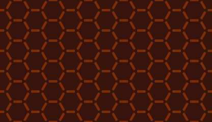 Seamless brown hexagons with rounded ticks hi-tech pattern vector