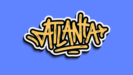 Atlanta Georgia Usa Hand Lettering Sticker Design.