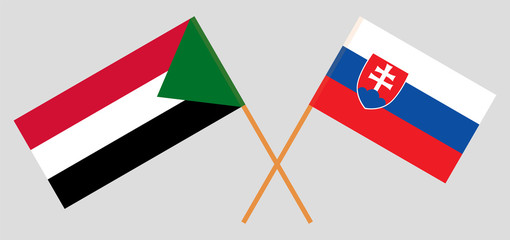 Crossed flags of Sudan and Slovakia