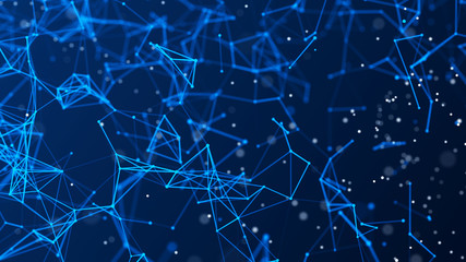 Digital plexus of glowing lines. Abstract background. Network. 3D rendering.