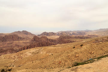 Arabah valley desert panorama with mountains in Jordan