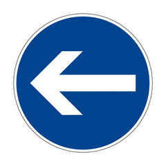 Turn left here. Left turn. Road sign of Germany. Europe. Vector graphics.