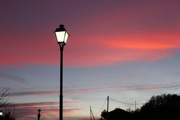 red sky  at sunset