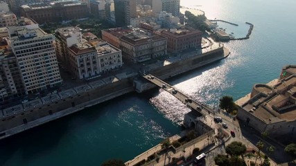 Taranto, Ponte Girevole, swing bridge aerial view