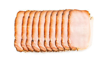 Sliced smoked ham. Tasty pork meat.