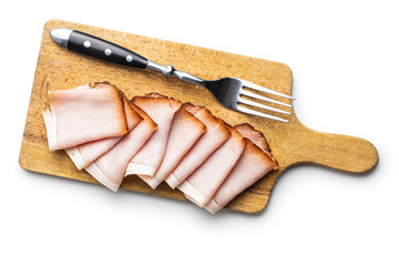 Sliced smoked ham. Tasty pork meat.