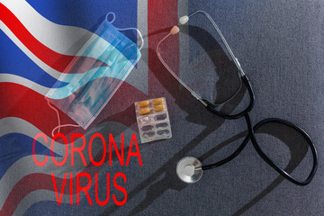 virusworld Corona virus attack concept. uk flag