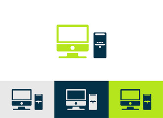 desktop computer glyph icon vector - ui icon vector