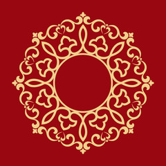 Decorative frame Elegant vector element for design in Eastern style, place for text. Floral golden border. Lace illustration for invitations and greeting cards.