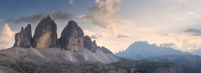 Mountain ridge view of Tre Cime di Lavaredo, South Tirol, Dolomites Italien Alps