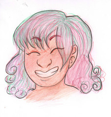 Happy Colored Pencil Girl