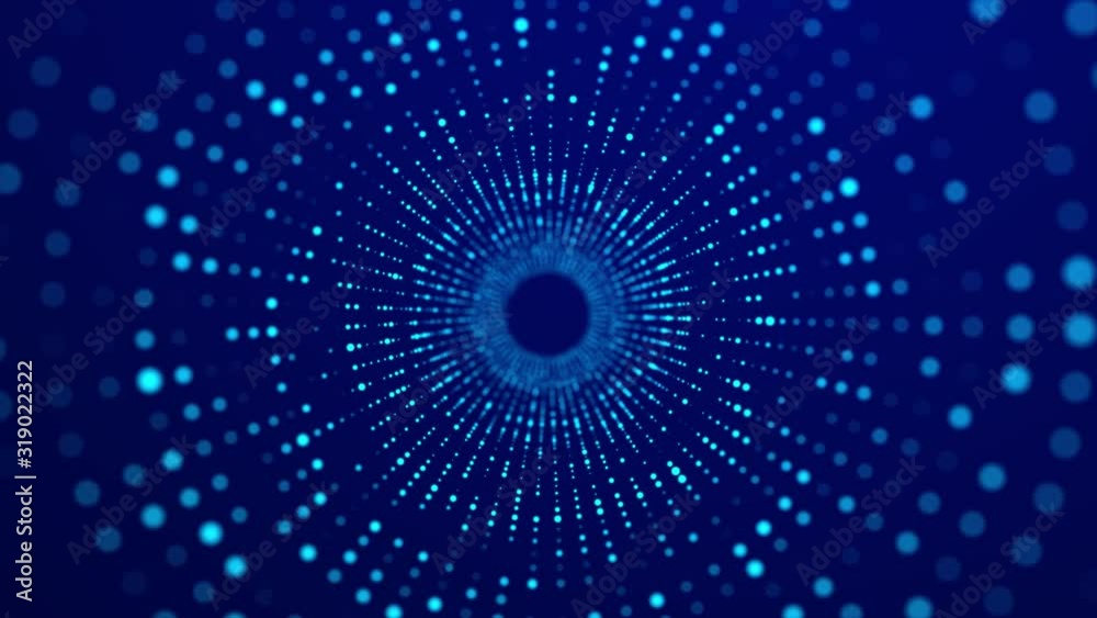 Poster abstract blue 3d portal. futuristic digital tunnel. 3d rendering.