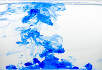 Watercolor pigment on transparent water