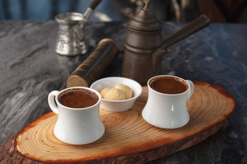 fresh and delicious Turkish coffee presentation