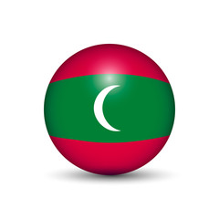 Flag of Maldives in the form of a ball isolated on white background.