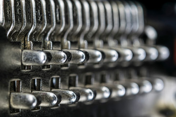 closeup of old typewriter keys