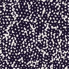 Abstract Hand-Drawn Black and White Spot Animal Skin Vector Seamless Pattern. Organic Fragments. Terazzo marks.