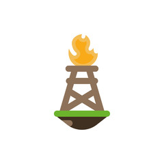 Isolated oil tower with flame vector design