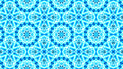 Elegant star-shaped mandala Art with a beautiful kaleidoscopic pattern and many small colorful details. 