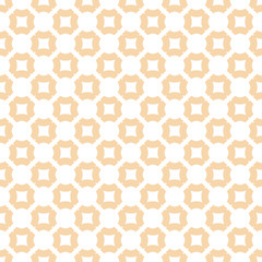 Subtle geometric seamless pattern with carved shapes, floral silhouettes, grid, net, squares. Simple texture in pastel colors, light yellow and white. Vintage abstract background. Repeated design