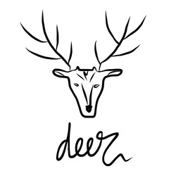 Black and white colors deer with lettering painting isolated on white background