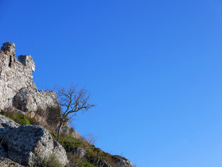 Naklejka premium le rovine del casello a Tolfa, Italia, in una bella giornata di sole