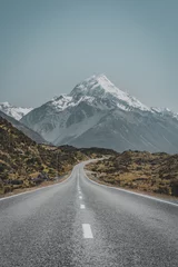 Fotobehang Grijs Mount Cook-Aoraki is een van de grootste bergen van Nieuw-Zeeland