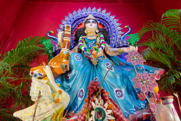 Naklejka premium Goddess Saraswati, Kolkata, India