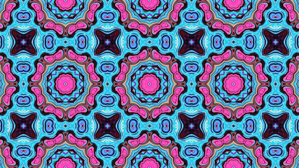 Elegant star-shaped mandala Art with a beautiful kaleidoscopic pattern and many small colorful details. 