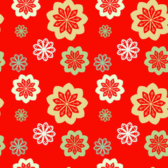 Seamless repeat pattern with bronze, flowers in   on white background. drawn fabric, gift wrap, wall art design, wrapping paper, background, fabric print, web page backdrop.