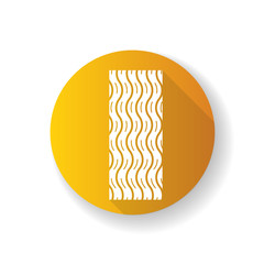 Tire tread yellow flat design long shadow glyph icon. Detailed automobile, motorcycle wave-shaped tyre marks. Car wheel trace with thin grooves. Vehicle tire trail. Silhouette RGB color illustration
