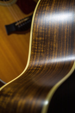 Taylor acoustic guitars showing ovangkol back and sides