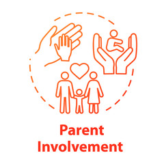 Obraz premium Parent involvement concept icon. Positive environment for kids. Love and care for children. Family encouragement idea thin line illustration. Vector isolated outline RGB color drawing. Editable stroke