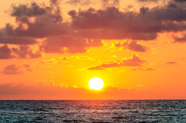 Spectacular sunrise over the ocean.
