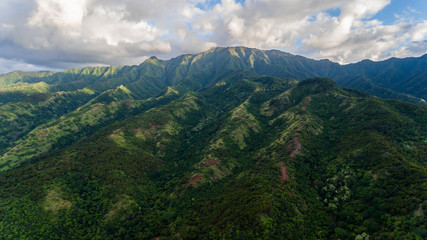 Fototapeta na wymiar Aerial view of Mt. Ka'ala on the north shore of Oahu Hawaii