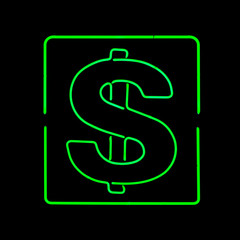 Green neon forming a dollar sign