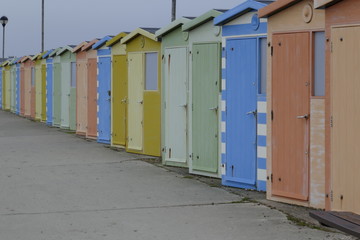 colourful retro bathing huts