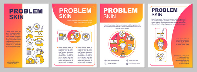 Problem skin, rash and wrinkles, pigmentation brochure template. Flyer, booklet, leaflet print, cover design with linear icons. Vector layouts for magazines, annual reports, advertising posters