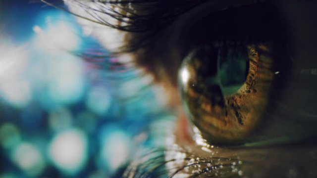 Macro Of Colourful Human Eye Social Media Internet Technology Reflections Iris Dilation Technology Dependance 8k