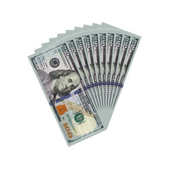 Fan of 100 dollars banknotes. Money currency, finance pay salary vector illustration