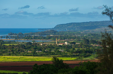 Fototapeta na wymiar View of Waialua and Hale'iwa towns in Hawaii