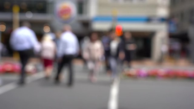 Blur 4K video of Street view of Wellington City centre in New Zealand.