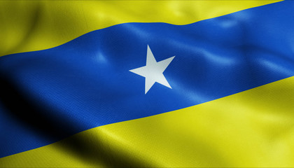 3D Waving Colombia City Flag of Viterbo Closeup View