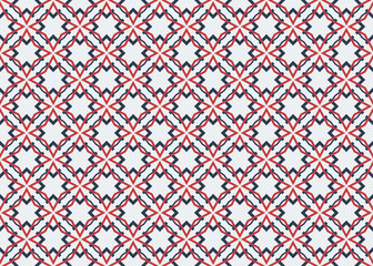 Seamless geometric pattern design illustration. Background texture. In blue, red, white colors.