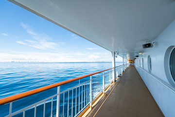 Fototapeta na wymiar Outter decks of cruise ship