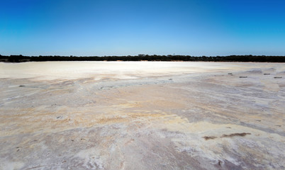 Dry barren land on an empty salt lake in the outback