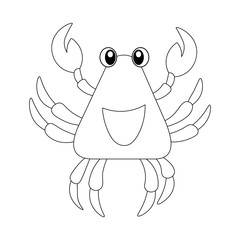 Coloring Pages. Coloring Book for kids. Colouring pictures with cute crab. Vector animals illustration. Adorable character for cards, wallpaper, textile, fabric, kindergarten. Cartoon style.