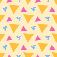 Bright seamless pattern with colorful geometric ornament.